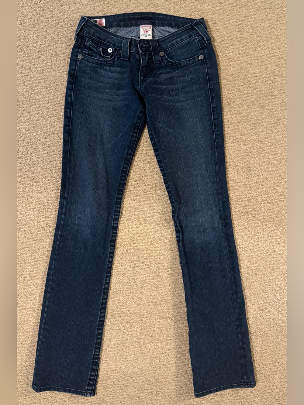 True Religion Dark Blue Women’s Straight-Leg Jeans denim 25 low rise